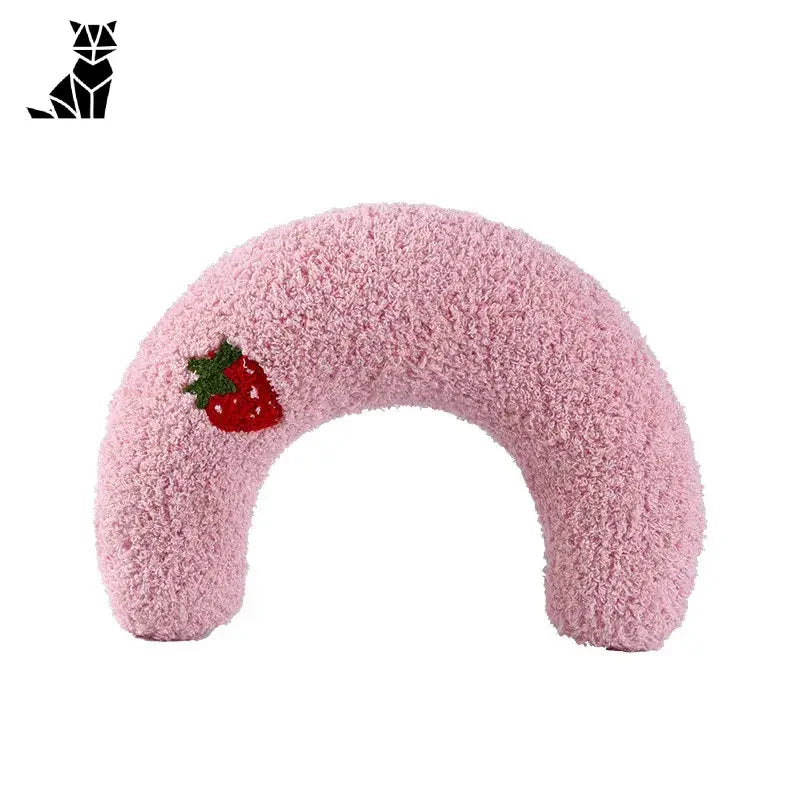 Coussin pelucheux rose avec fraise - Lit douillet pour chats : Confort et sécurité garantis