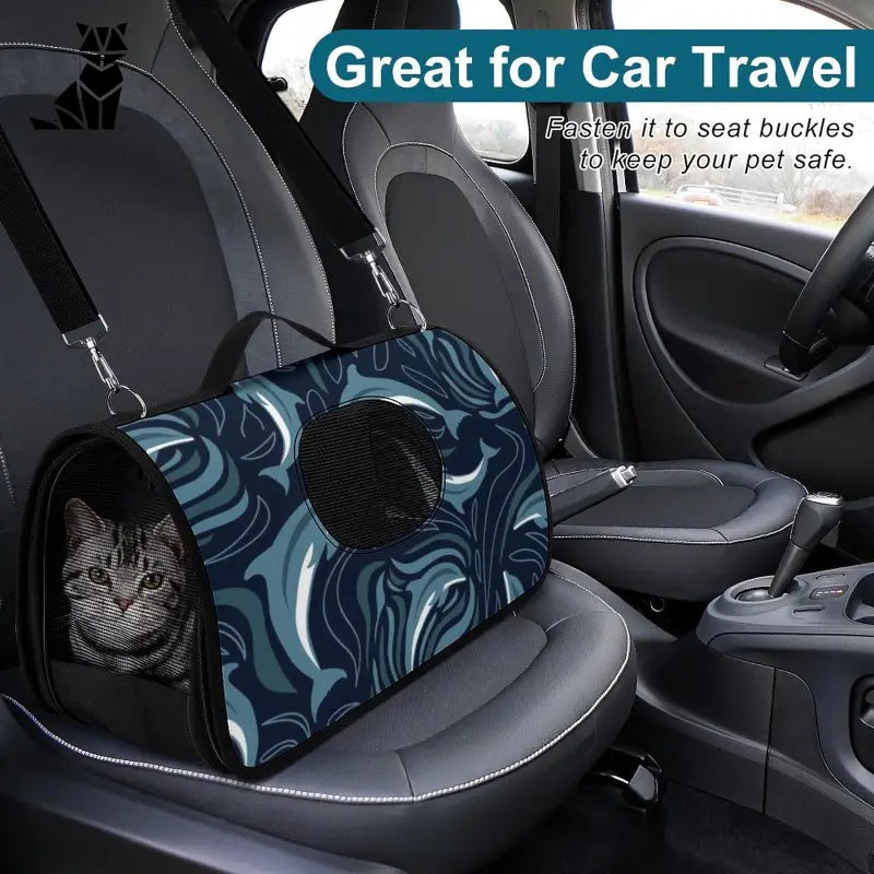 Housses de siège auto pour chat dans un sac de voyage personnalisé avec fermeture éclair pour un voyage facile et une poignée ergonomique